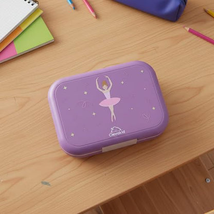 Bento Midi Lunch Box with carrying handle – 4 No-Mix Compartments | Microwave & Dishwasher Safe,Removable Tray | 900ML OZ (Purple Dark Powder Clevapirouette Friend) - color: Purple Dark Powder Clevapirouette Friend