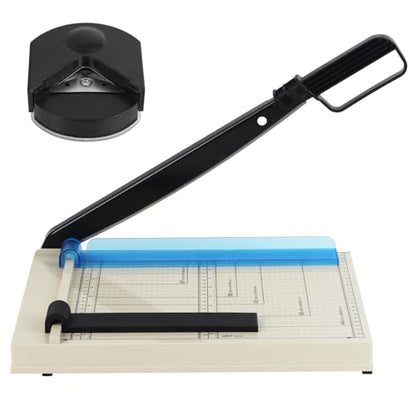 12" Guillotine Paper Cutter, A4 Paper Cutter, Heavy Duty 12-Sheet Capacity Trimmer with Corner Rounder for Cardstock, Photos, Scrapbooking, Crafts, Laminating, Cardboard, Labels & Coupons