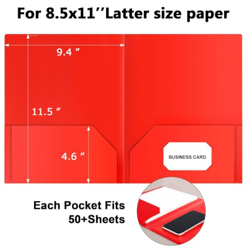 HABGP Plastic Folders with Pockets, 6 Color Heavy Duty Two Pocket Folder Business Card Holder for Office High School - size: 6 Pack