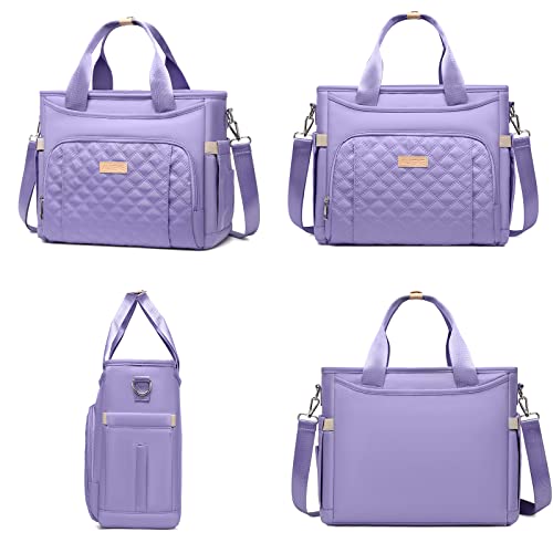 AIJIEKE Large Insulated Lunch Bag for Women, Work Lunch Box Tote, Purple | Leakproof, durable multi-compartment cooler. Reusable with shoulder strap. Perfect for travel meal prep, picnic, beach - color: Light Purple