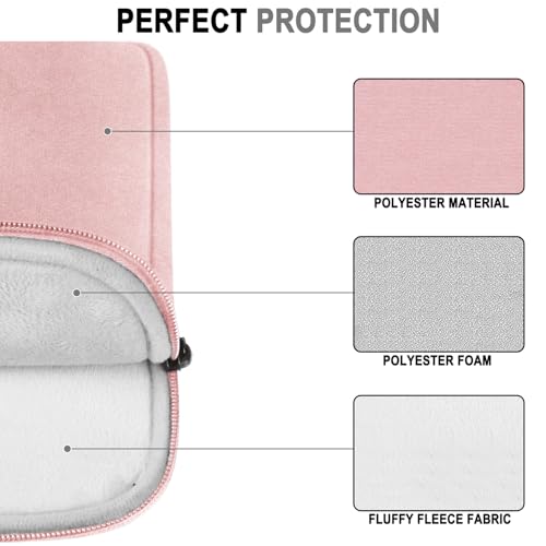 Laptop Sleeve 14 Inch, Water Resistant Traveling Computer Cover with Handle, Shockproof Protective Carrying Laptop Bag Compatible for 14 Inch MacBook Air/Pro, HP, Dell, Lenovo, Pink - color: Pink, size: 14 Inch