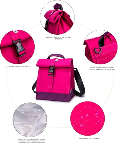SUNNY BIRD Insulated Lunch Bag Rolltop Lunch Box (Purple) - color: Purple