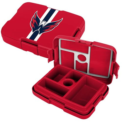 FOCO NHL Unisex-Adult Officially Licensed Team Color Stripe Primary Logo Hockey Leak Proof 5 Compartment Bento Lunch Box - Washington Capitals - color: Washington Capitals