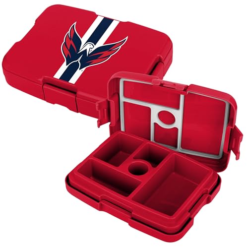 FOCO NHL Unisex-Adult Officially Licensed Team Color Stripe Primary Logo Hockey Leak Proof 5 Compartment Bento Lunch Box - Washington Capitals - color: Washington Capitals