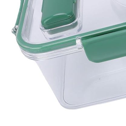 Rectangular Salad Bowl, Salad Container Box with 4 Condiment Containers, Large Capacity Transparent Food Grade Portable for Office Lunch Picnic Travel