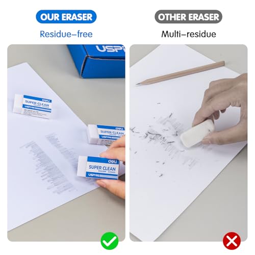 Deli Pencil Erasers, Pencil Eraser, 72 Pack, White Erasers, Erasers for Drawing, Kids, Artist, White, Large - size: 72 PACK