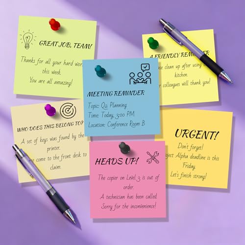 (18 Pads) Sticky Notes 3x3 inch, Self-Stick Note Pads, 18 Colorful Sticky Notes for School Supplies or Office Supplies