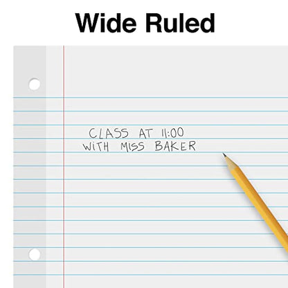 STAPLES Reinforced Filler Paper, 8” x 10.5”, Wide Ruled, 100 Sheets/Pack, 12‑Pack - size: 8'' x 10.5'', style: 1,200 Sheets