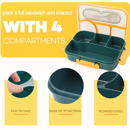Bento Box for Adults,4 Compartments Lunch Box, Snack Containers Reusable Lunch Containers Drop-Proof, Dishwasher Safe & Made with BPA-Free Materials, Dark Blue - color: Dark Blue