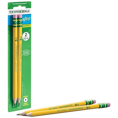 Ticonderoga My First Wood-Cased Pencils, 2 HB Soft, Pre-Sharpened, Yellow, 2 Count - style: 2 Count