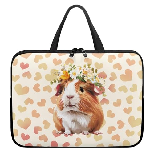 HUGS IDEA Laptop Sleeve Carrying Case for Women Computer Cover with Handle Notebook Messenger - color: Cute Guinea Pig, size: 10inch