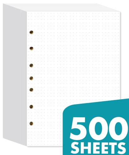 Dotted Filler Paper Pack of 500 Sheets 5.5”x8.5" for 3-Ring & 7-Ring Mini Binders, 7 Hole Punched - size: 500 Sheets, style: Dotted