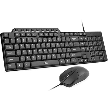 Basic Keyboard and Mouse,Rii RK203 Ultra Full Size Slim USB Basic Wired Mouse and Keyboard Combo Set with Number Pad for Computer,Laptop,PC,Notebook,Windows and School Work(1 Pack) - size: 1 pack