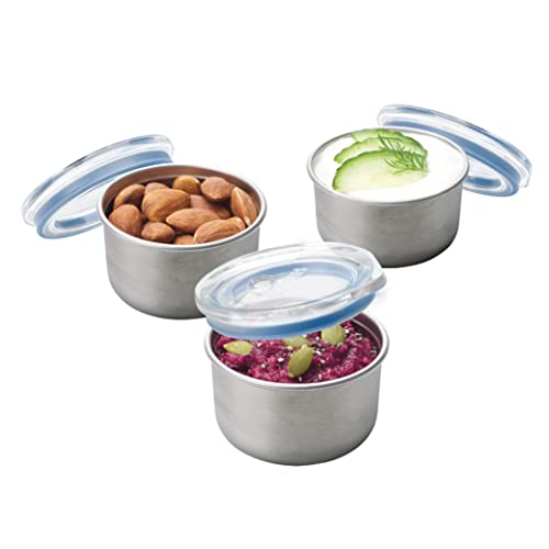 Smash Stainless Steel Mini Dressing/Sauce Pots, Blue, 60 ml Capacity (Pack of 3) - color: Blue, size: 3 x 60 ml (2 fl oz)