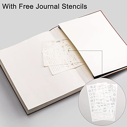 EMSHOI Dotted Journal Notebook, 192 Numbered Pages, B5 Size (7.5'' x 10'') | 100 GSM Thick Paper, Leather Softcover, Dot Grid, for Journaling, Planning, Tracking & Sketching (Black) - color: Black, style: Dotted