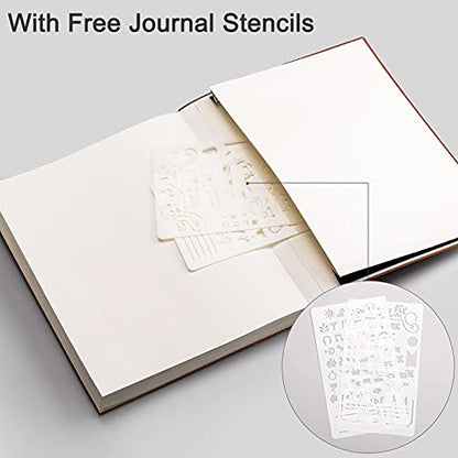 EMSHOI Dotted Journal Notebook, 192 Numbered Pages, B5 Size (7.5'' x 10'') | 100 GSM Thick Paper, Leather Softcover, Dot Grid, for Journaling, Planning, Tracking & Sketching (Black) - color: Black, style: Dotted