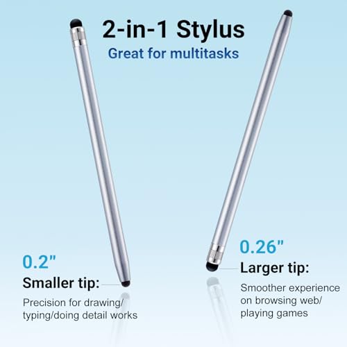 LINFANC 12Pcs Silver Stylus Pen for Touchscreen, 2-in-1 Stylus Pen for iPad | High Precision & Sensitivity, Aluminum Body, Suitable for iPad iPhone Android Smartphone Tablet Switch and All Touch Screens - color: 12 Silver