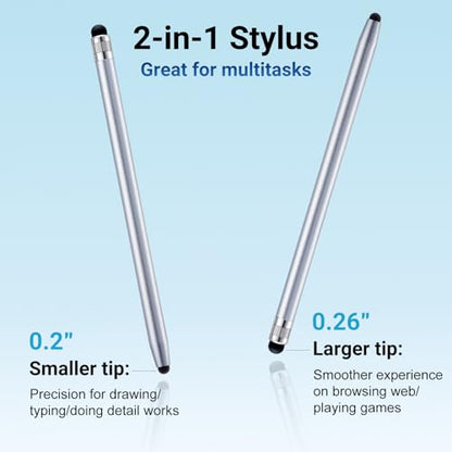 LINFANC 12Pcs Silver Stylus Pen for Touchscreen, 2-in-1 Stylus Pen for iPad | High Precision & Sensitivity, Aluminum Body, Suitable for iPad iPhone Android Smartphone Tablet Switch and All Touch Screens - color: 12 Silver