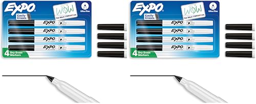 EXPO Low-Odor Dry Erase Markers, Ultra-Fine Tip, Black, 4 Count (Pack of 2) - size: 1 Count (Pack of 8)