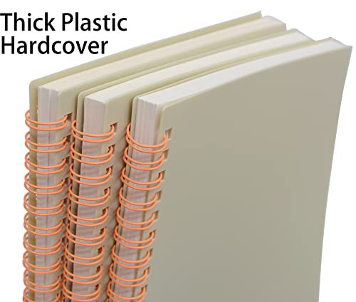 Yansanido Spiral Notebook, 6 Pcs A5 White Thick Plastic Hardcover 7mm College Ruled 80 Sheets -160 Pages Journals for Study and Notes (6 White A5) (Pack of 2) - size: 6 White A5 (Pack of 2)