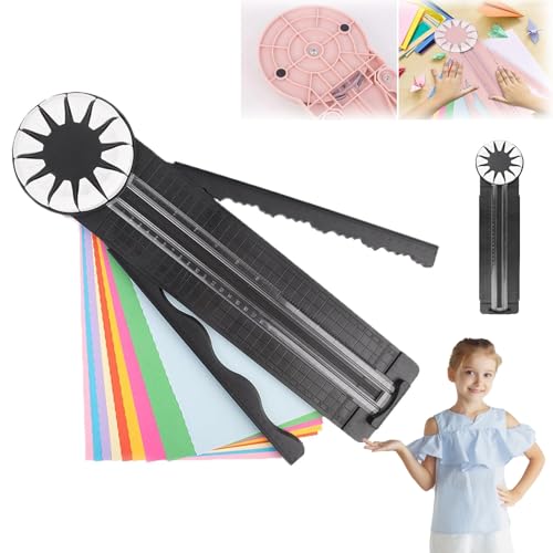 Paper Craft Edge Cutter, 12 in 1 Paper Cutter, Rolling Paper Cutter with 12 Cutting Types, Multifunctional Paper Cutter Machine with Measurements for Scrapbooking (BLK) - color: Blk