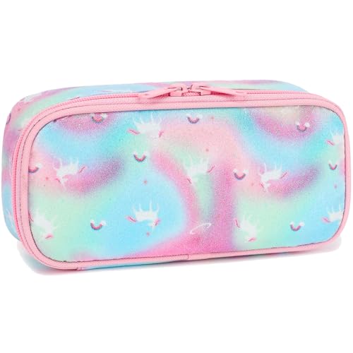 FlowFly Large Capacity Pencil Case for Kids, Boys & Girls – Zippered Multi-Functional Pen Pouch, Soft & Portable Pencil Bag for School, Teens, Students, Glitter#Unicorn - color: Glitter#Unicorn
