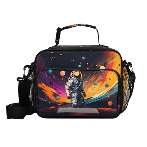 MNSRUU Student Lunch Bag Astronaut Starry Sky Insulated DinnerTotes Picnic Bag Lunch Box with Adjustable Shoulder Strap for Teen Kids Adults - color: Astronaut A 0189