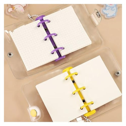 NSKQUFDNFKA JIANWU Cute Mini 3 Ring Loose-leaf Book Transparent Portable Student Journal Binder Notebook Kawaii Stationery School Supplies(Blank 80sheets)