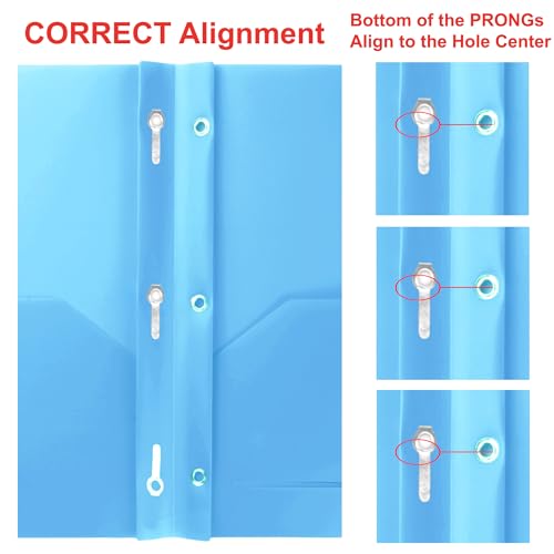 Youngever 6 Pack Heavy Duty Plastic Two Pocket Folders with 3 Prongs, Metal Prongs Fastener, Heavy Duty Plastic 2 Pocket Folder (Light Blue) - color: Light Blue