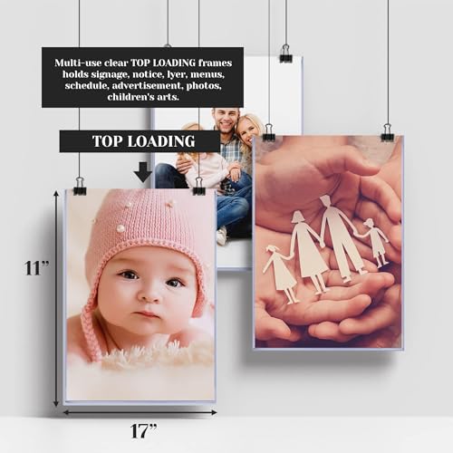 Performore 11" x 17" Heavy Duty Rigid Print Crystal-Clear Protectors Sheet Toploader Frame - Hold, Protect, Store, Display Photographs, Prints, Documents, and Page Protectors (10 Pack) - style: 10-Pack