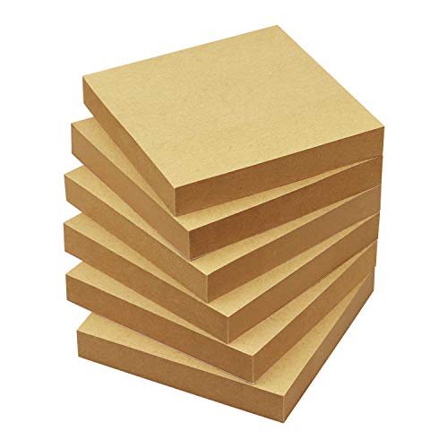 Sticky Notes 3x3 Self-Stick Notes Pads with 6 Bright Colors, Easy to Post for Office, School, Home, 6 Pads/Pack, 100 Sheets/Pad(Kraft Paper) - color: Kraft Paper