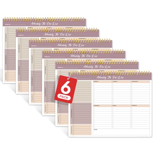 Weekly To Do List Notepad with 52 Undated Sheets（8.5"×11"）6 Pack - Undated Weekly Planner Notepad for Office Desk Accessories and Supplies - Midnight Lilac - color: a-Midnight Lilac, size: 6 Pack