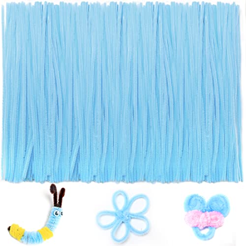 Iooleem 200pcs Light Blue Pipe Cleaners, Chenille Stems, Pipe Cleaners for Crafts, Pipe Cleaner Crafts, Art and Craft Supplies. - color: Light Blue, size: Small Pack