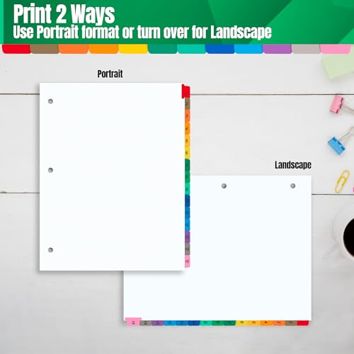Tab Dividers for 3 Ring Binders – 6 Sets, 1–15 Numbered Index Dividers with Table of Contents – 8.5 x 11 in, 3-Hole Punched – Binder Dividers for School, Office, Filing, Organizing - 6 Pack - size: 1-15 Tabs