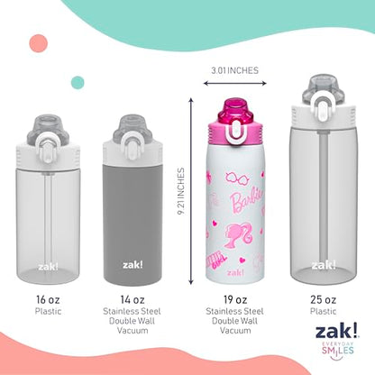 Zak Designs Barbie Sage 19oz Leak-Proof Straw Kids Water Bottle | BPA Free, Insulated Stainless Steel, Cupholder Friendly, Dishwasher Safe, Lid Lock, Handle, For School, Home, Travel - color: Barbie (Sage)