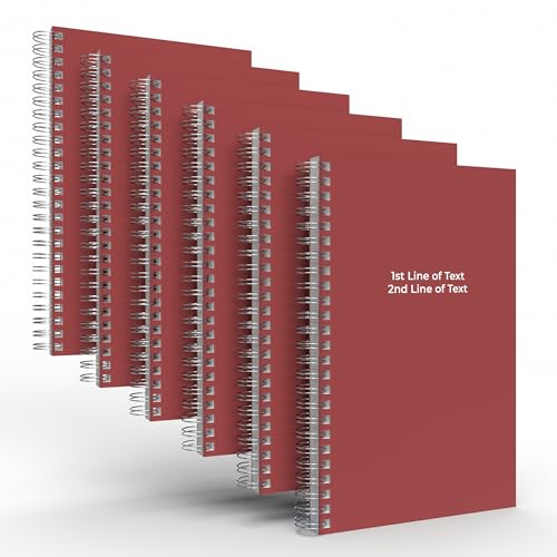 Custom Spiral Notebook Journals with a Maroon Colored Cover - 6 Pack of 5" x 8" – College Ruled, Hard Cover, 50 Sheets Per Book – For Journaling, Office, School Supplies, etc. - color: Maroon, size: 5" x 8"