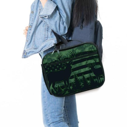Camo Flag Deer Lunch Box Insulated Reusable Lunch Bag Tote Cooler for Women Men Boy Girl School Work Office Picnic - color: Camo Flag Deer