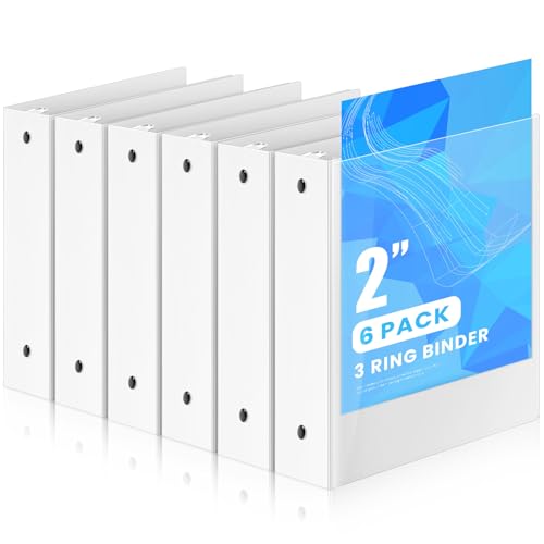 Henoyso 6 Pack 2 Inch Mini 3 Ring Binders with Clear Front View Cover, Flexible Plastic A5 Round Ring White Binders Bulk Pack, Portable Document Organizer, Holds 200–400 Sheets for School Office - color: White, size: 2 Inch