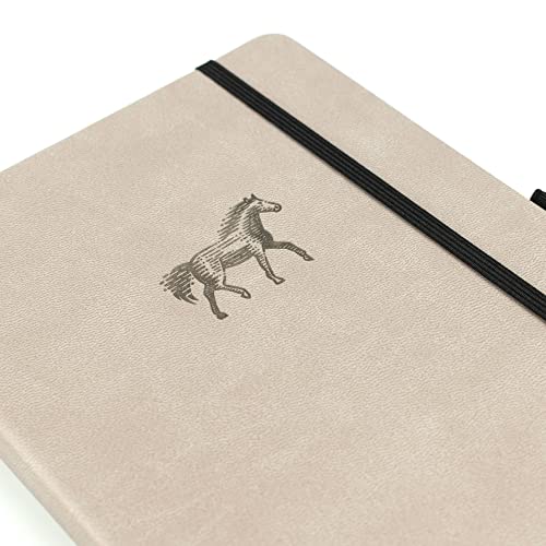 RICCO BELLO Lined Journal Notebook, Horse, Faux Leather Hardcover | With Pen Holder, College Ruled, 96 Sheets / 192 Pages, 5.7 x 8.4 Inches - color: Horse