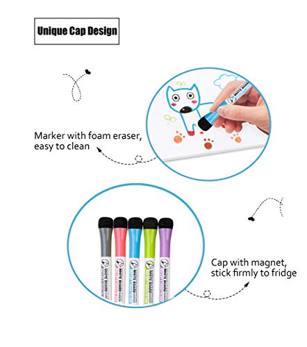 Magnetic Dry Erase Monthly Calendar, White and Black, 2 Pack | 0.8mm thick magnet, stainproof PET, 10000 erases, 2-pack calendar kit with markers, eraser, bookmarks, eco fridge planner - color: Monthly White&black X 2pcs