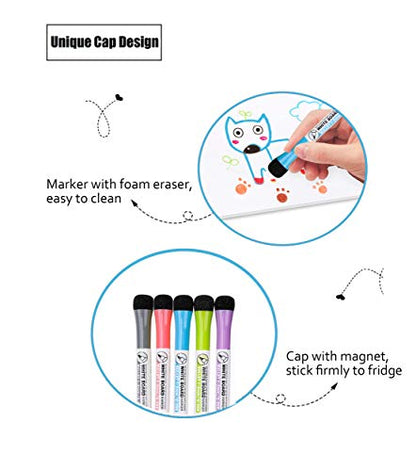 Magnetic Dry Erase Monthly Calendar, White and Black | 0.8mm thick magnetic calendar, stainproof PET, 10000+ erases, kit includes markers, eraser, bookmarks, eco fridge planner - color: Monthly White&black