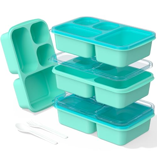 Bento Lunch Box - 4 Pack, 4-Compartment Meal Prep Containers, Adult Bento Box, Microwave & Dishwasher Safe (PP(Blue)) - color: PP(Blue )