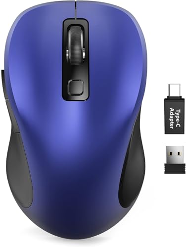 Trueque Wireless Mouse for Laptop, 2.4GHz Ergonomic Computer Mouse with Back & Forward Buttons, 3 Adjustable DPI Levels, 6 Buttons, Optical USB Cordless Mice for Windows PC, M01 (Deep Blue) - color: Deep Blue, size: 1 Pack