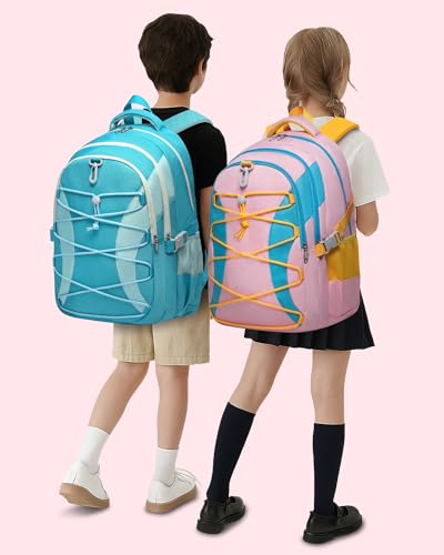 BLUEFAIRY Middle High School Backpack for Boys Girls Large Bookbag with Laptop Compartment Back to School Book Bags for Teens Teenagers Mochilas Escolares para Niños Niñas (Pink/Blue, Solid) - color: Pink/Blue