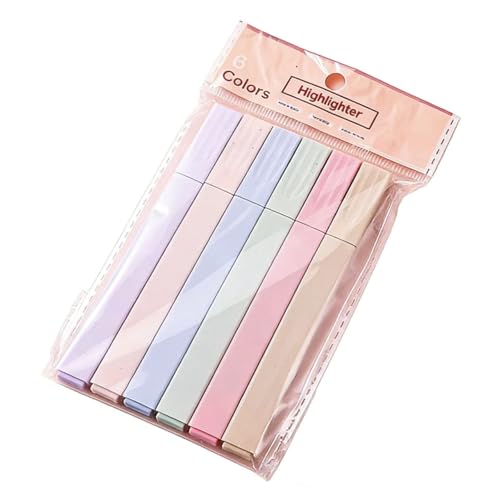 Highlighters Assorted Colors, Chisel Tip Highlighter Marker Set, Quick Dry Tip, Six Count For Studying, Note-Taking, School, home, Office and Teacher Supplies
