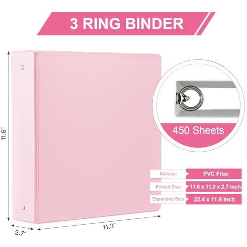 SUIN 2-Inch 3-Ring Binders with 2 Interior Pockets, Heavy Duty Clear View Presentation Binder Holds 425 Sheets Letter Size, Office School Home,6 Pack - color: Pink