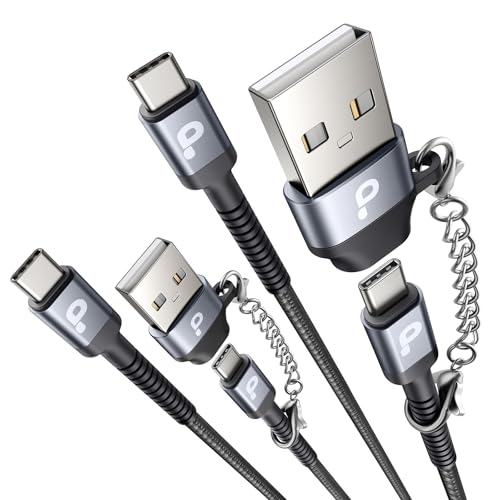 USB C Cable 10FT, USBA to USBC Cable, USBC to C Cable, 2Pack Type C Fast | Charging Cables Nylon Braided Cable for iPhone 17/16/15/Pro/Plus/Pro Max/Samsung/LG, with USB C Female to USB A Male Adapter - color: Grey, size: 10FT 2Pack, style: USB C with Adap