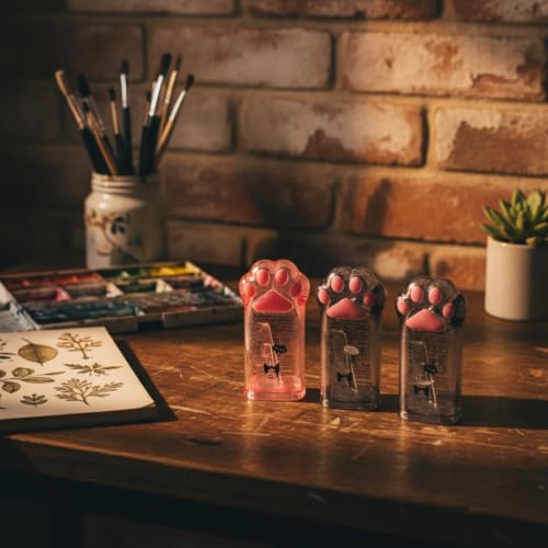 4Pcs Pink and Grey Manual Pencils Sharpeners Kids Cat Claw Pencil Sharpener Stationery with Lid for Office Home Supplies Pencil Sharpeners