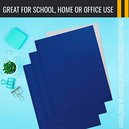 Better Office Products Blue Paper 2 Pocket Folders with Prongs, 50 Pack, Matte Texture, Letter Size Paper Folders, 50 Pack, with 3 Metal Prong Fastener Clips, Blue - color: Blue