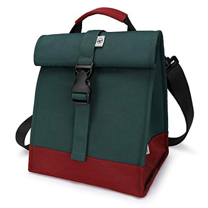 SUNNY BIRD Insulated Lunch Bag Rolltop Lunch Box (Green) - color: Green